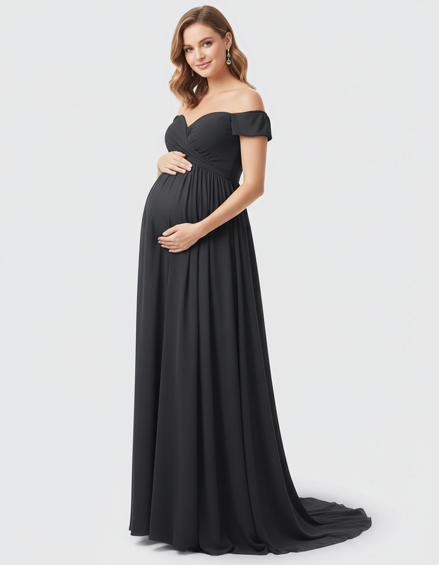 Bump Society – The Comfort Collection: Off-Shoulder Dreamy Maternity Photography Gown-Bump Society