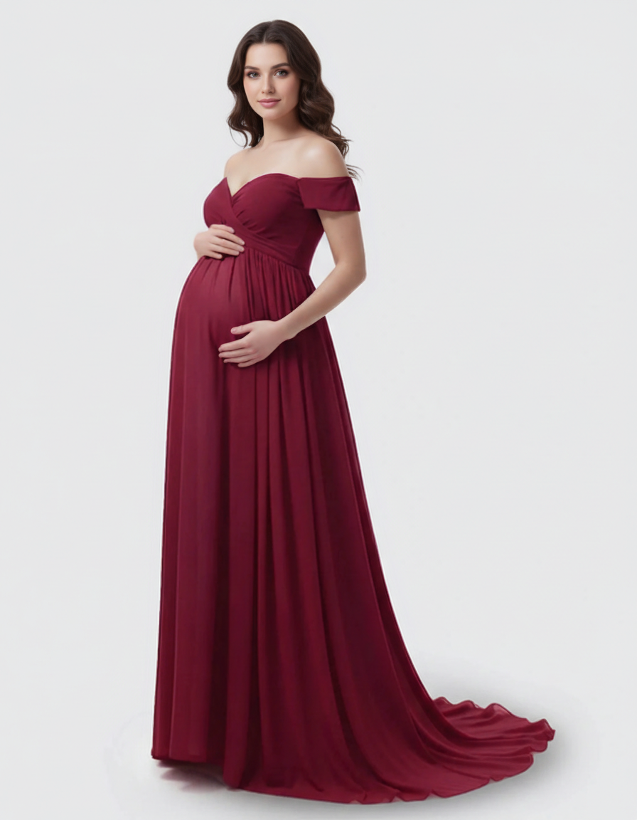 Bump Society – The Comfort Collection: Off-Shoulder Dreamy Maternity Photography Gown-Bump Society