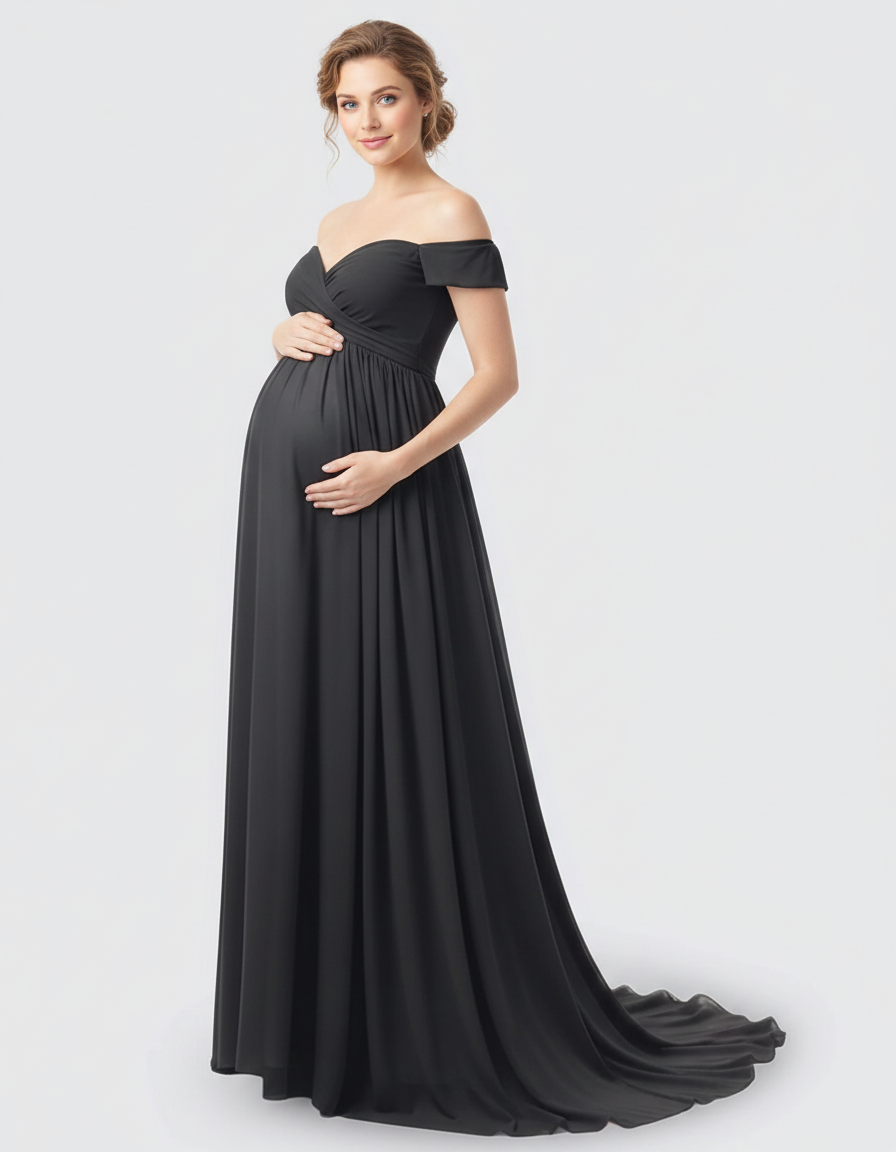 Bump Society – The Comfort Collection: Off-Shoulder Dreamy Maternity Photography Gown-Bump Society