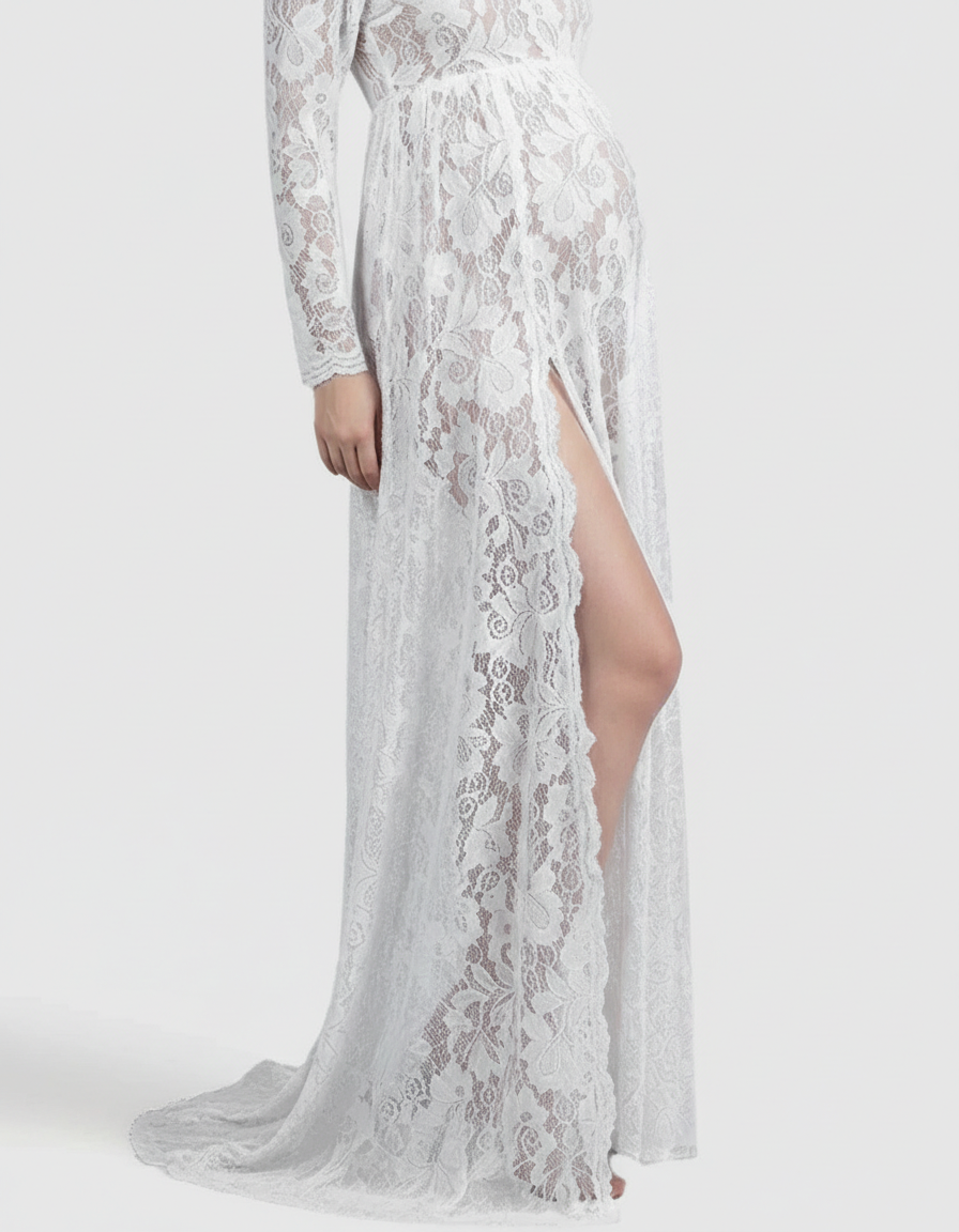 Bump Society – The Comfort Collection: Off-Shoulder Lace Slit Maternity Gown-Bump Society