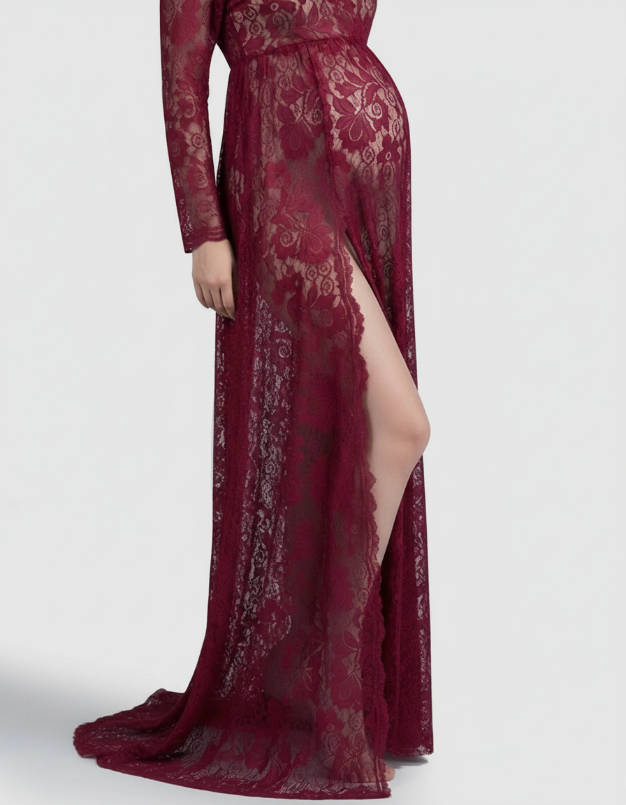 Bump Society – The Comfort Collection: Off-Shoulder Lace Slit Maternity Gown-Bump Society