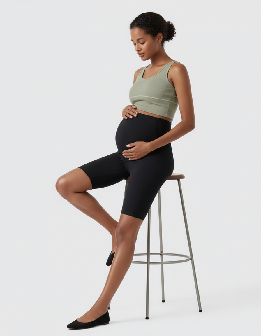 Bump Society – The Comfort Collection: Over-Belly Seamless Design Maternity Shorts-Bump Society