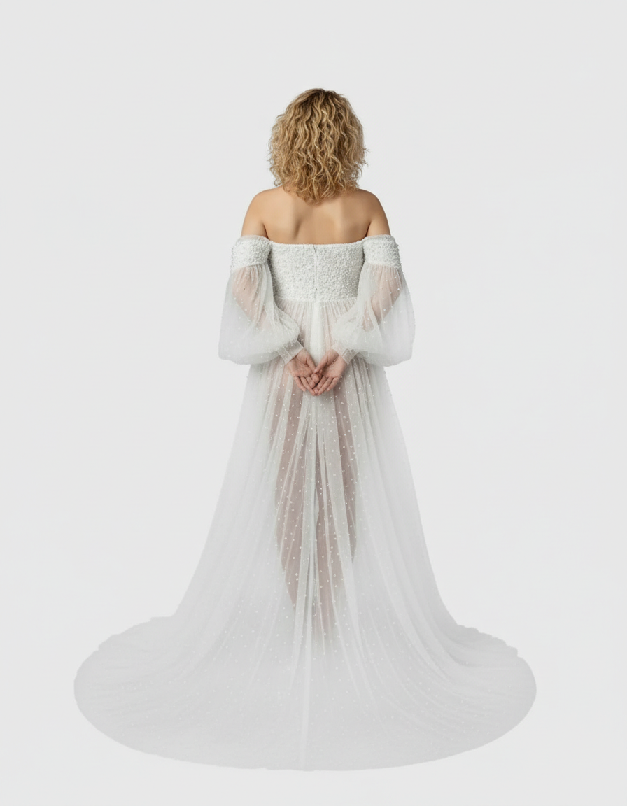 Bump Society – The Comfort Collection: Puff Sleeve Voluminous Skirt Maternity Gown-Bump Society