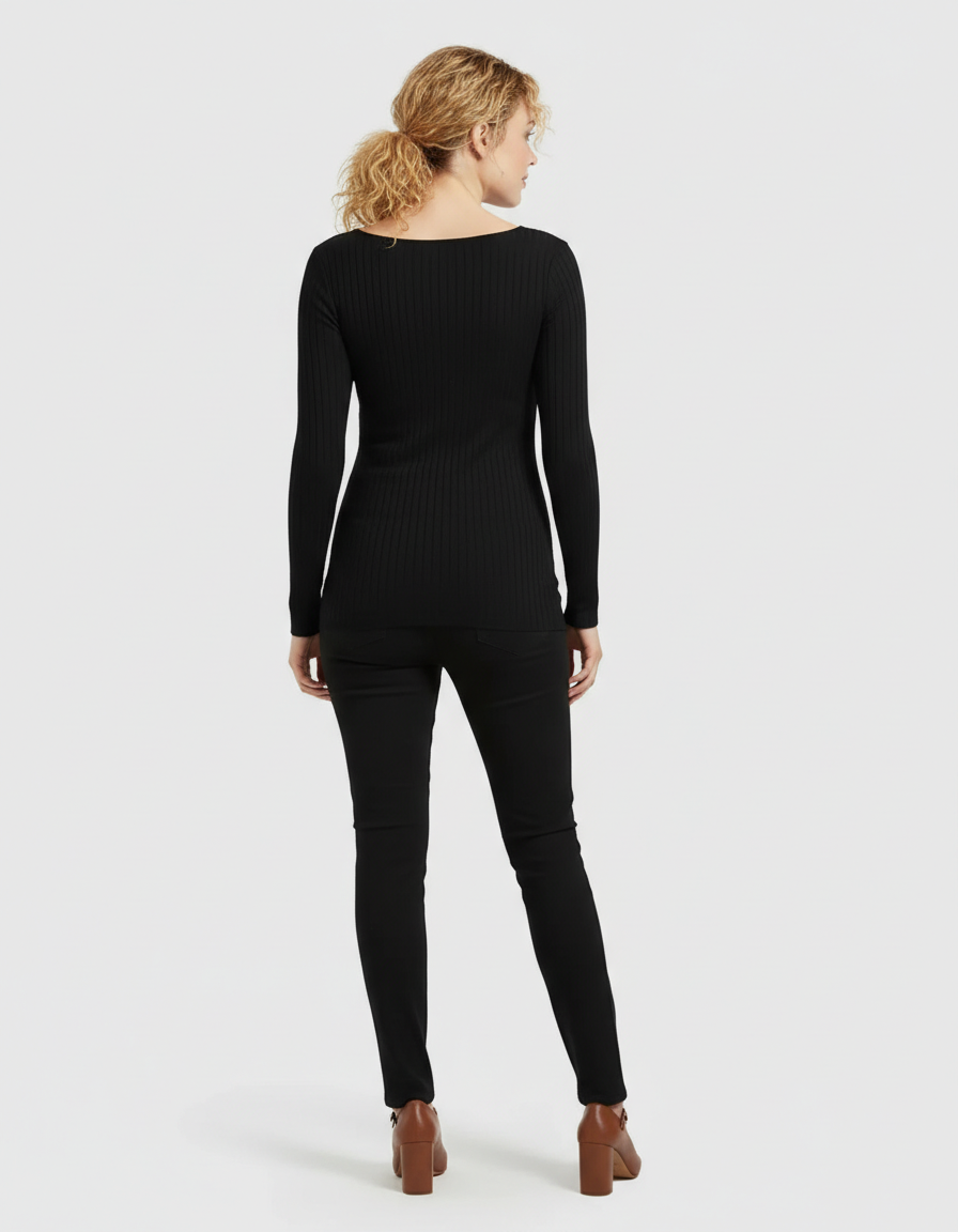 Bump Society – The Comfort Collection: Ribbed Knit Tie Detail Square Neck Maternity Top-Bump Society