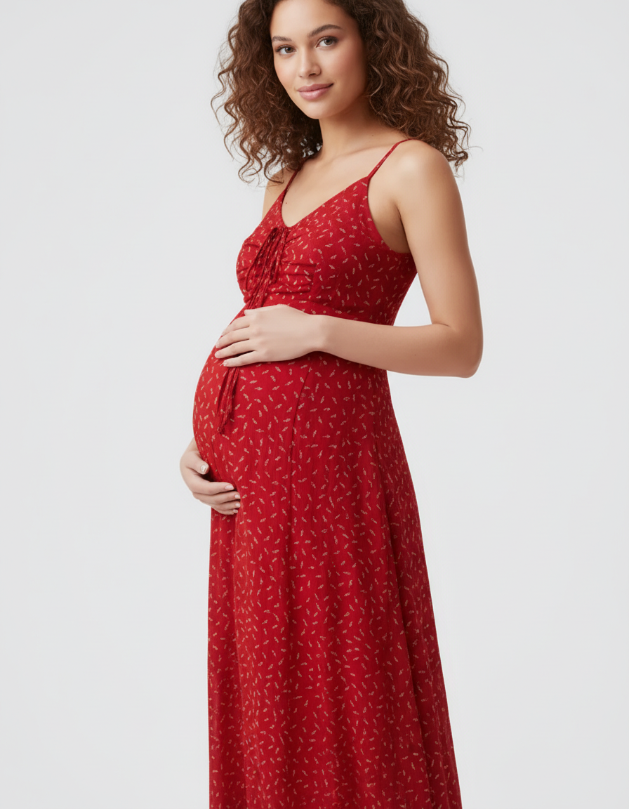 Bump Society – The Comfort Collection: Ruched Drawstring Bust Floral Dress with Chiffon Cardigan-Bump Society