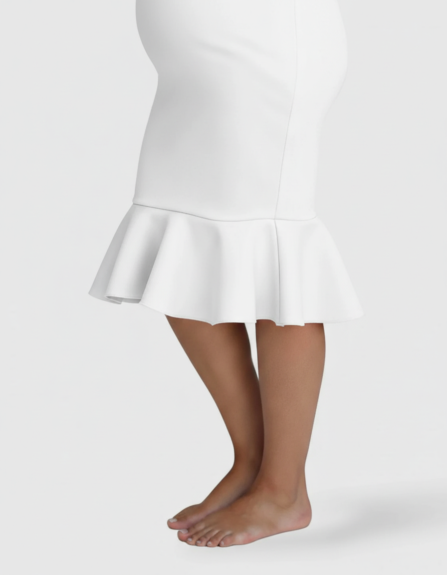 Bump Society – The Comfort Collection: Ruffled Off-Shoulder Mermaid Hem Maternity Photography Gown-Bump Society