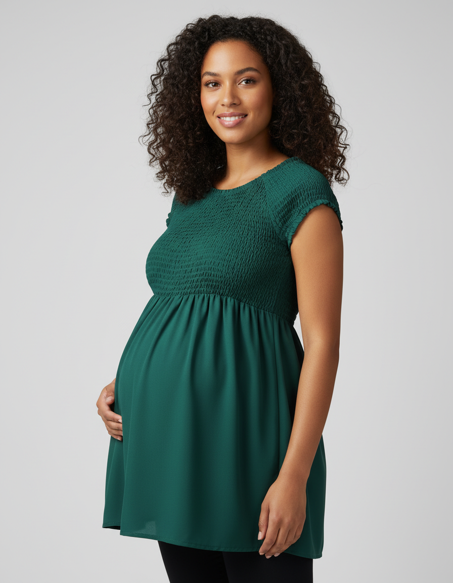 Bump Society – The Comfort Collection: Ruffled Square-Neck Babydoll Maternity Maxi Dress-Bump Society