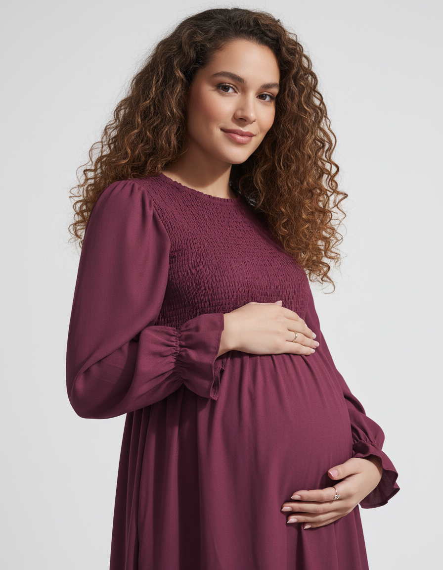 Bump Society – The Comfort Collection: Ruffled Square-Neck Babydoll Maternity Maxi Dress-Bump Society
