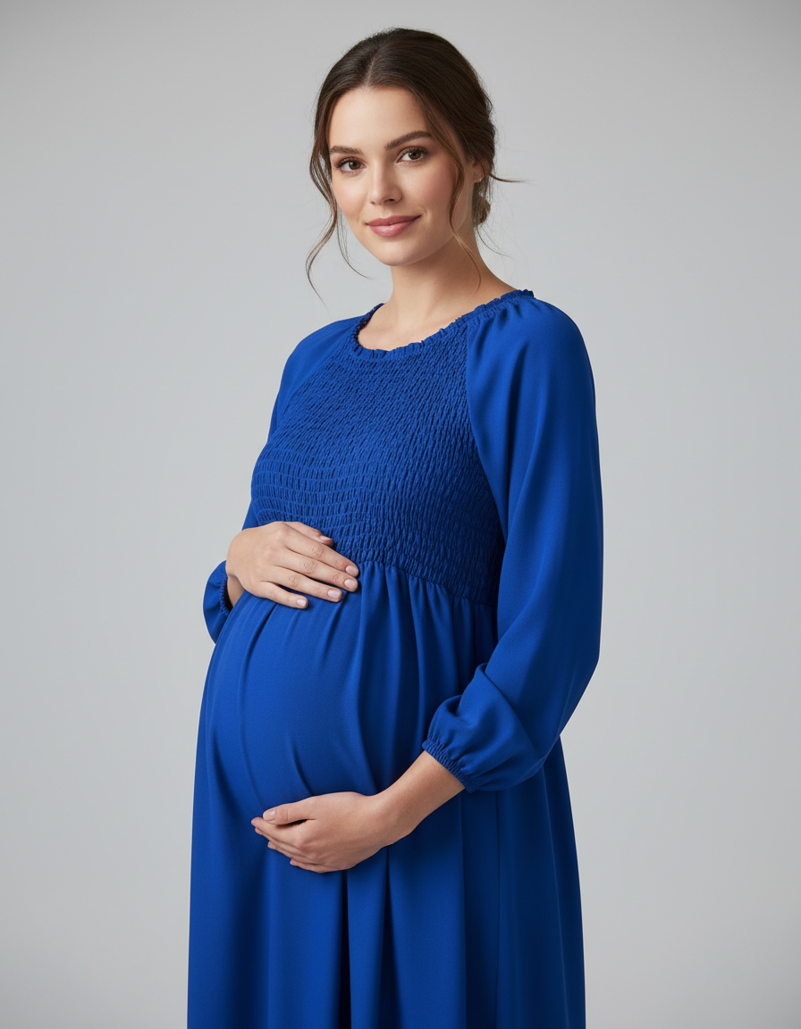 Bump Society – The Comfort Collection: Ruffled Square-Neck Babydoll Maternity Maxi Dress-Bump Society