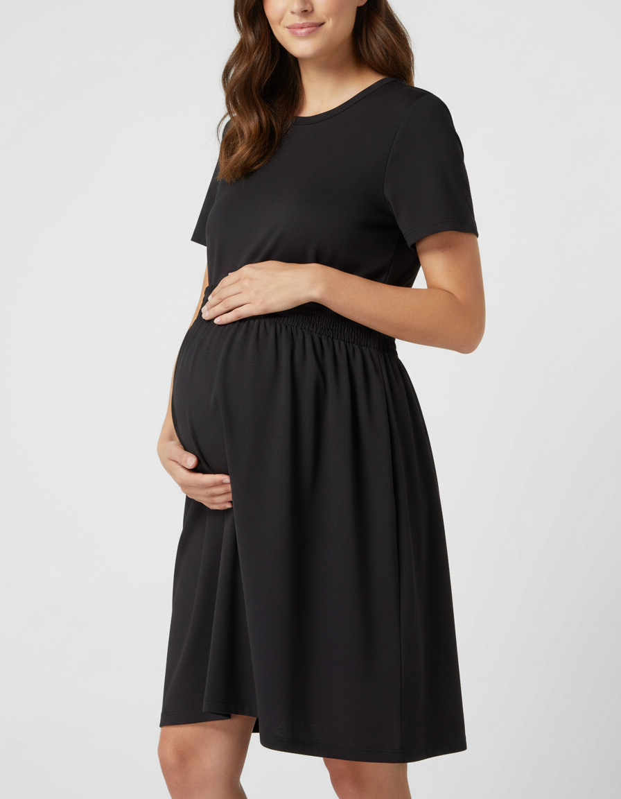Bump Society – The Comfort Collection: Ruffled Square-Neck Babydoll Maternity Maxi Dress-Bump Society