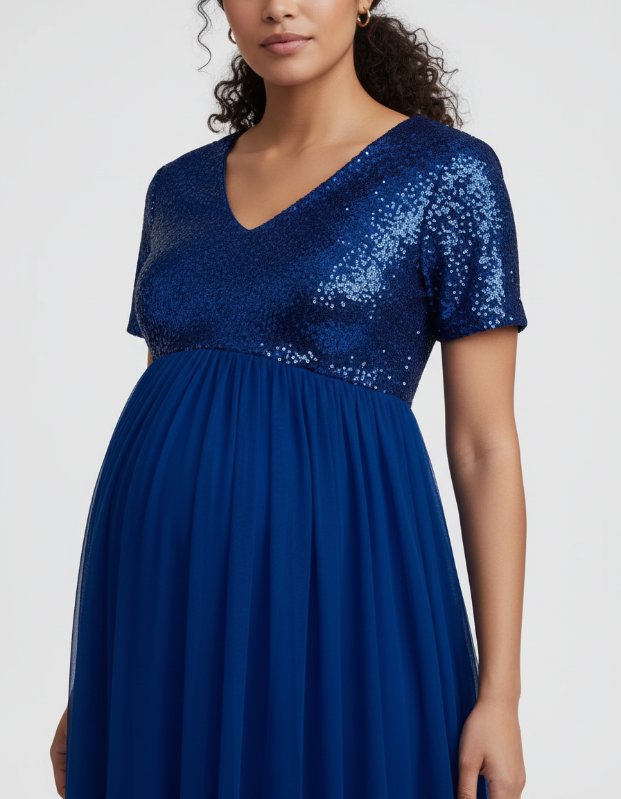 Bump Society – The Comfort Collection: Sequin Bodice Glamorous Maternity Maxi Dress-Bump Society