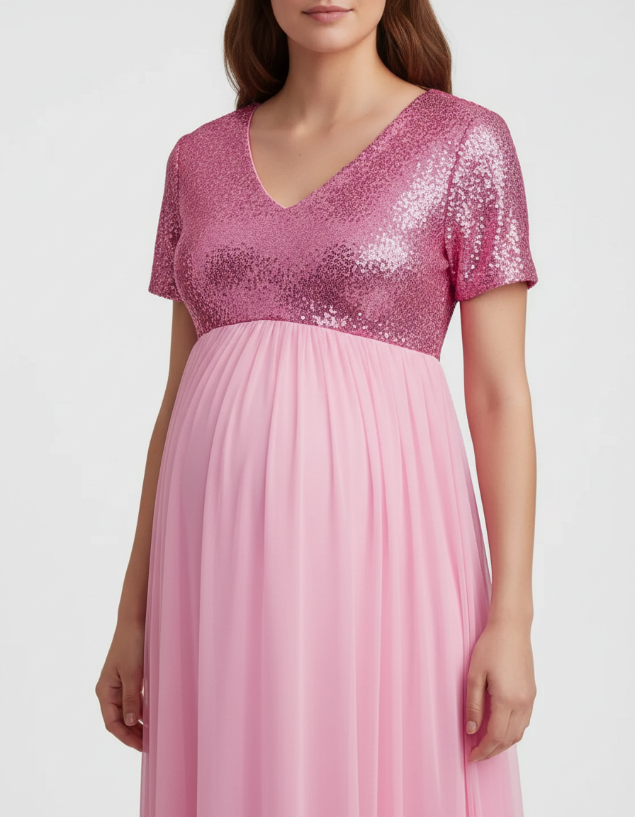 Bump Society – The Comfort Collection: Sequin Bodice Glamorous Maternity Maxi Dress-Bump Society