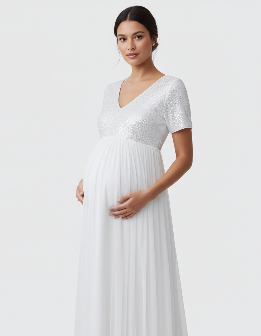 Bump Society – The Comfort Collection: Sequin Bodice Glamorous Maternity Maxi Dress-Bump Society