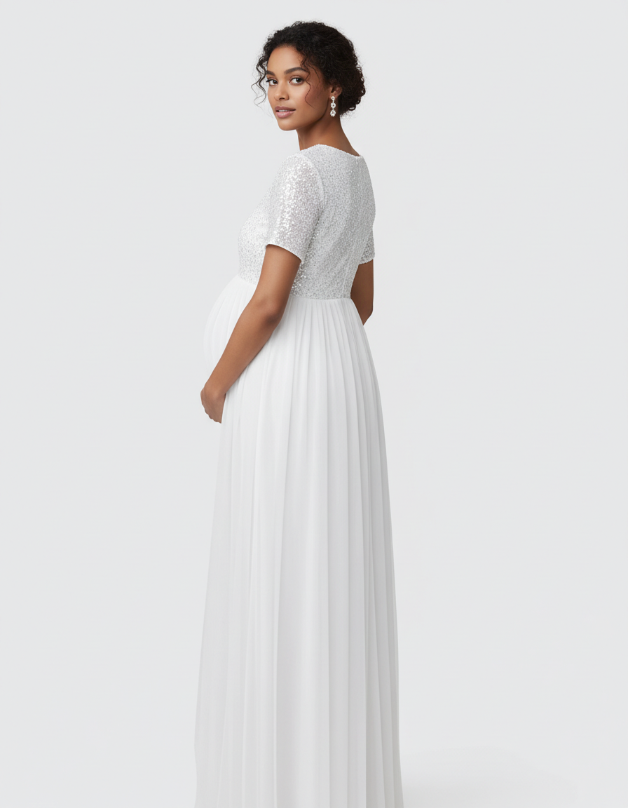 Bump Society – The Comfort Collection: Sequin Bodice Glamorous Maternity Maxi Dress-Bump Society