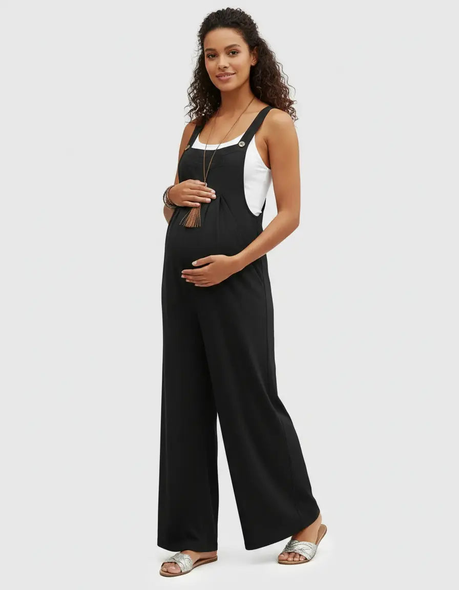 Bump Society – The Comfort Collection: Soft-Drape Wide-Leg Maternity Jumpsuit-Bump Society