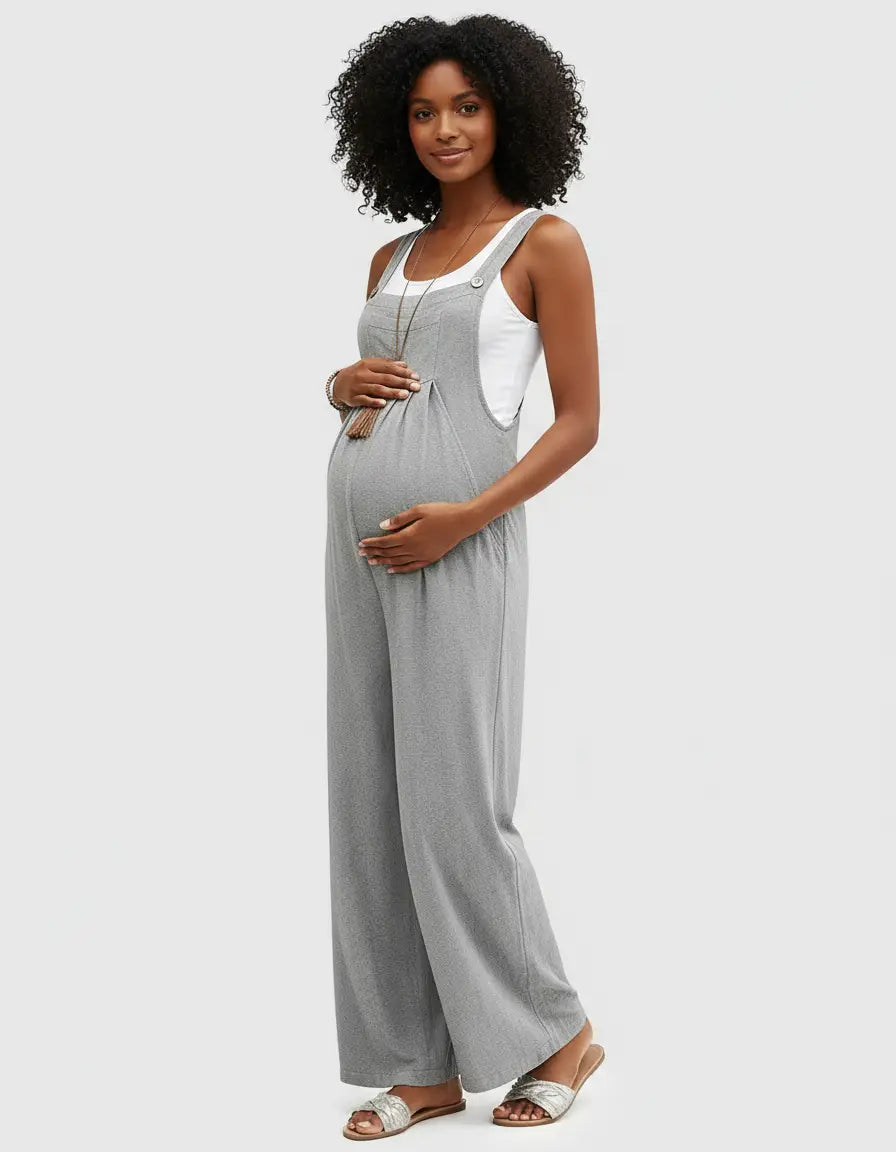 Bump Society – The Comfort Collection: Soft-Drape Wide-Leg Maternity Jumpsuit-Bump Society