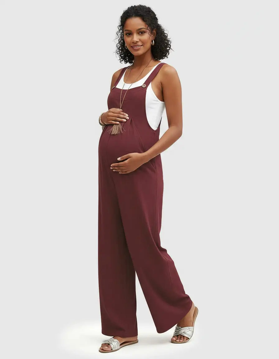 Bump Society – The Comfort Collection: Soft-Drape Wide-Leg Maternity Jumpsuit-Bump Society