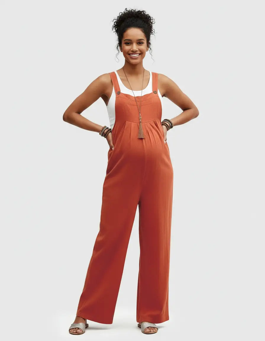 Bump Society – The Comfort Collection: Soft-Drape Wide-Leg Maternity Jumpsuit-Bump Society