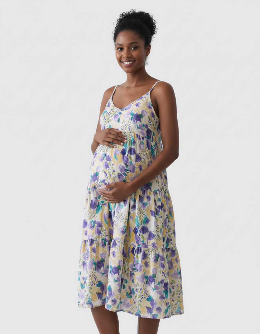 Bump Society – The Comfort Collection: Spaghetti Strap Floral Maternity Nightdress-Bump Society
