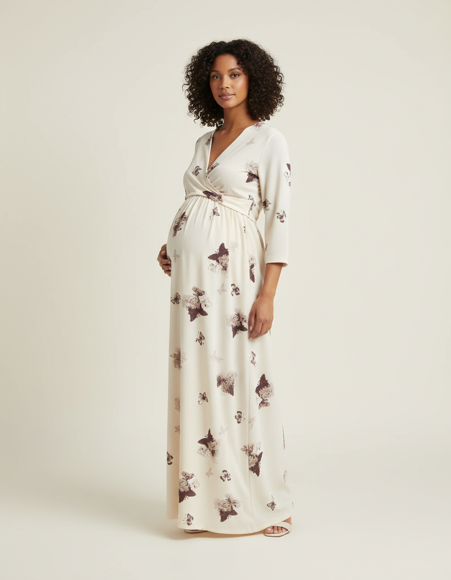 Bump Society – The Comfort Collection: Spaghetti Strap Printed Tiered Maternity Dress-Bump Society