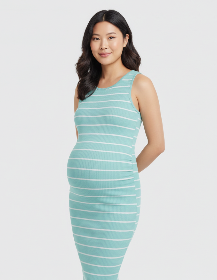 Bump Society – The Comfort Collection: Striped Sleeveless Loose Flowing Maternity Dress-Bump Society