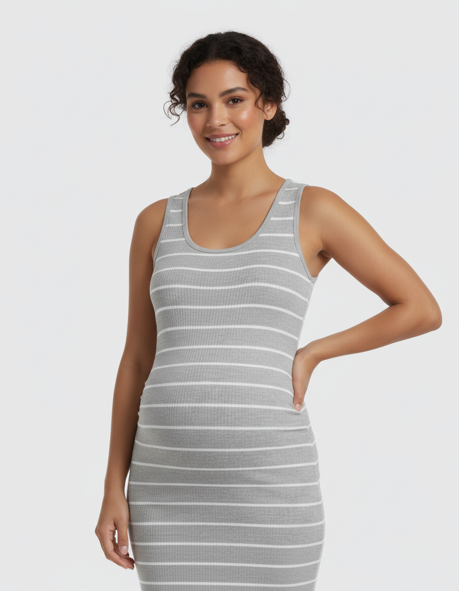 Bump Society – The Comfort Collection: Striped Sleeveless Loose Flowing Maternity Dress-Bump Society