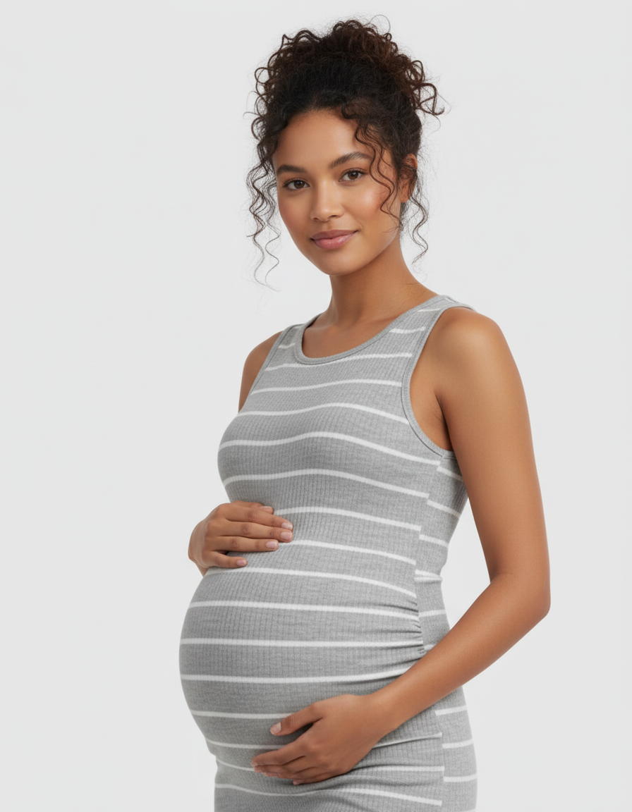 Bump Society – The Comfort Collection: Striped Sleeveless Loose Flowing Maternity Dress-Bump Society