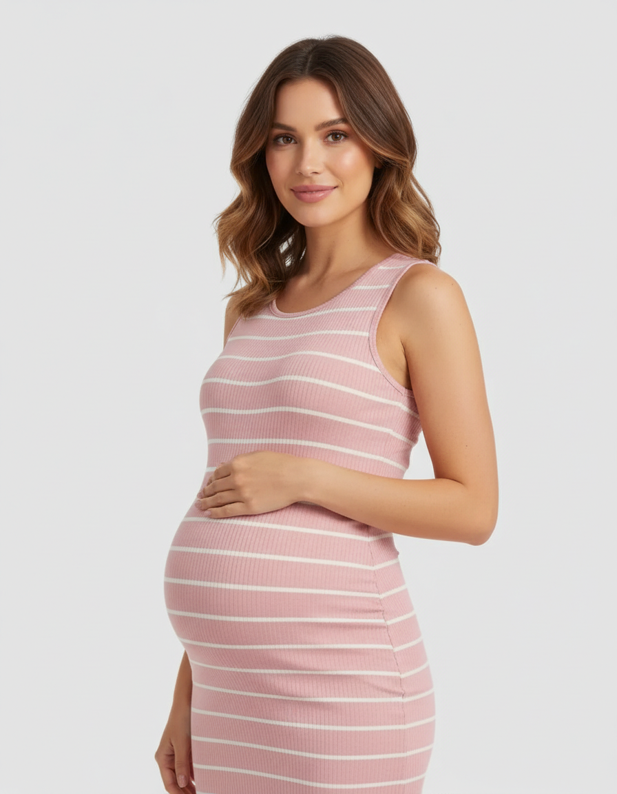Bump Society – The Comfort Collection: Striped Sleeveless Loose Flowing Maternity Dress-Bump Society