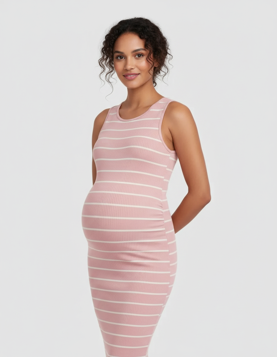 Bump Society – The Comfort Collection: Striped Sleeveless Loose Flowing Maternity Dress-Bump Society