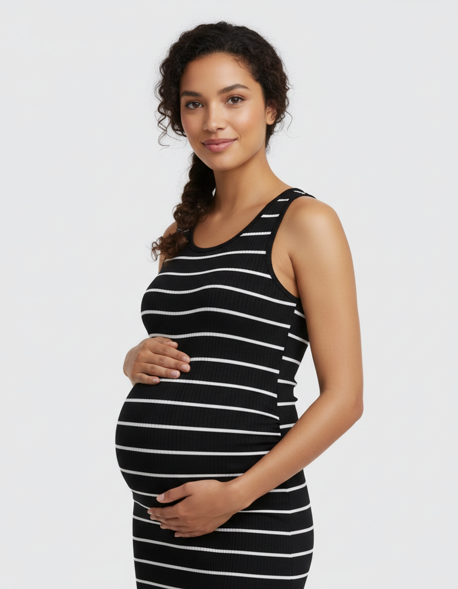 Bump Society – The Comfort Collection: Striped Sleeveless Loose Flowing Maternity Dress-Bump Society