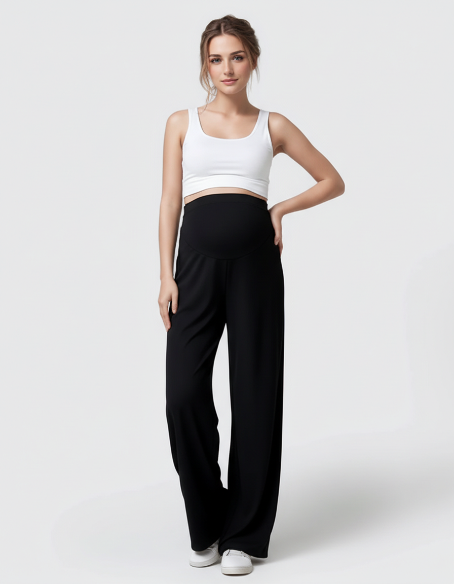 Bump Society – The Comfort Collection: Tencel High-Waist Wide-Leg Maternity Pants-Bump Society