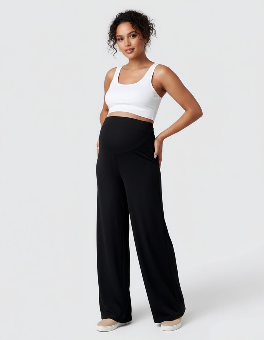 Bump Society – The Comfort Collection: Tencel High-Waist Wide-Leg Maternity Pants-Bump Society