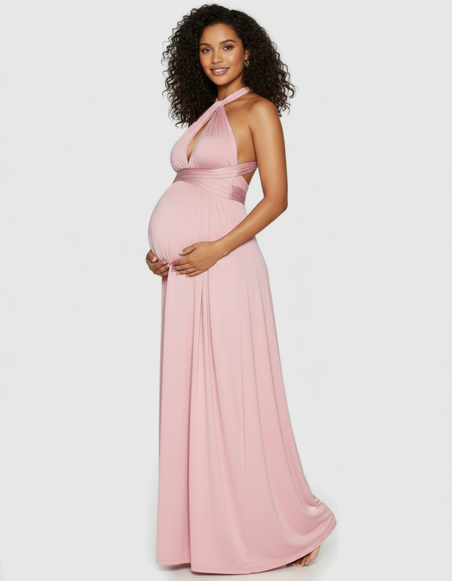 Bump Society – The Comfort Collection: Tie-Waist Flowy Maternity Maxi Dress-Bump Society