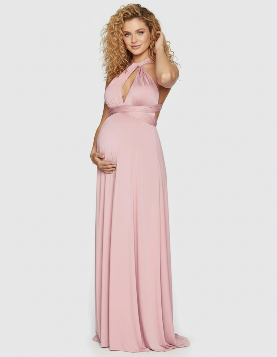 Bump Society – The Comfort Collection: Tie-Waist Flowy Maternity Maxi Dress-Bump Society