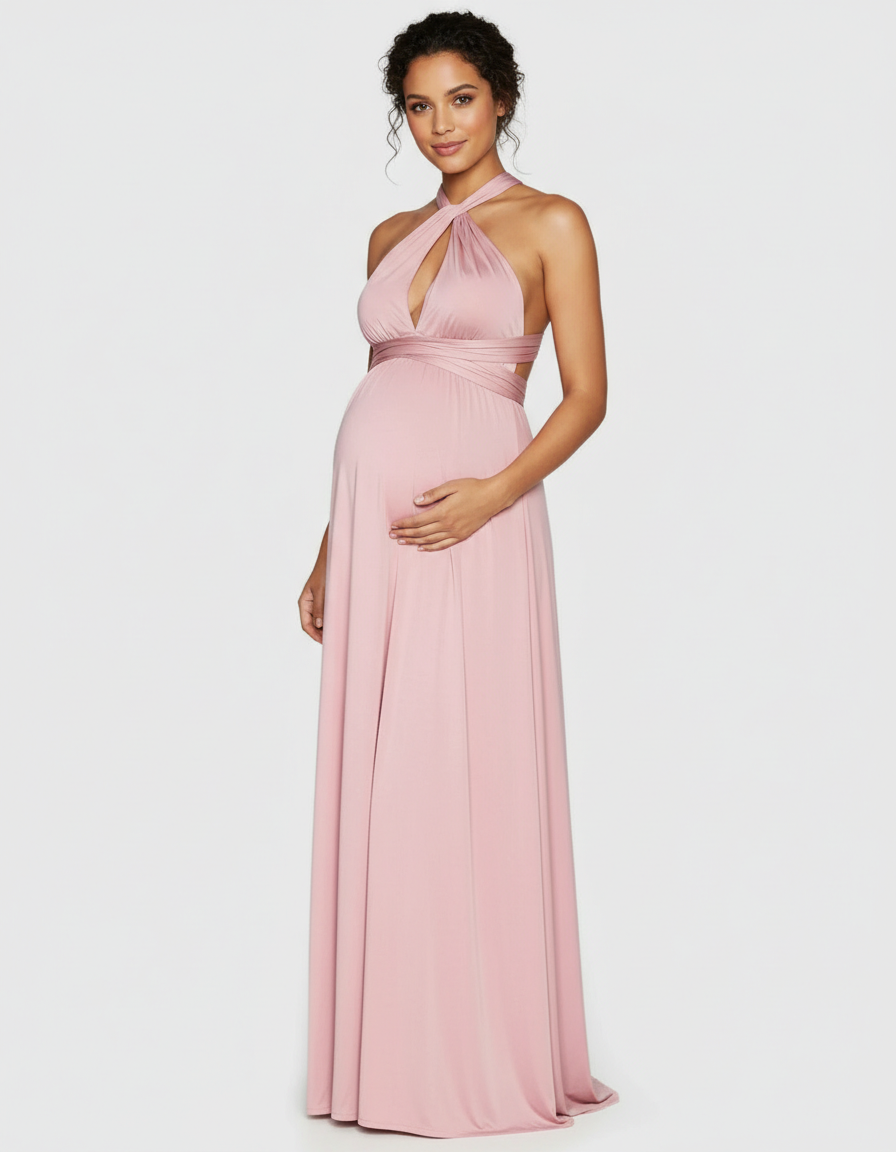 Bump Society – The Comfort Collection: Tie-Waist Flowy Maternity Maxi Dress-Bump Society