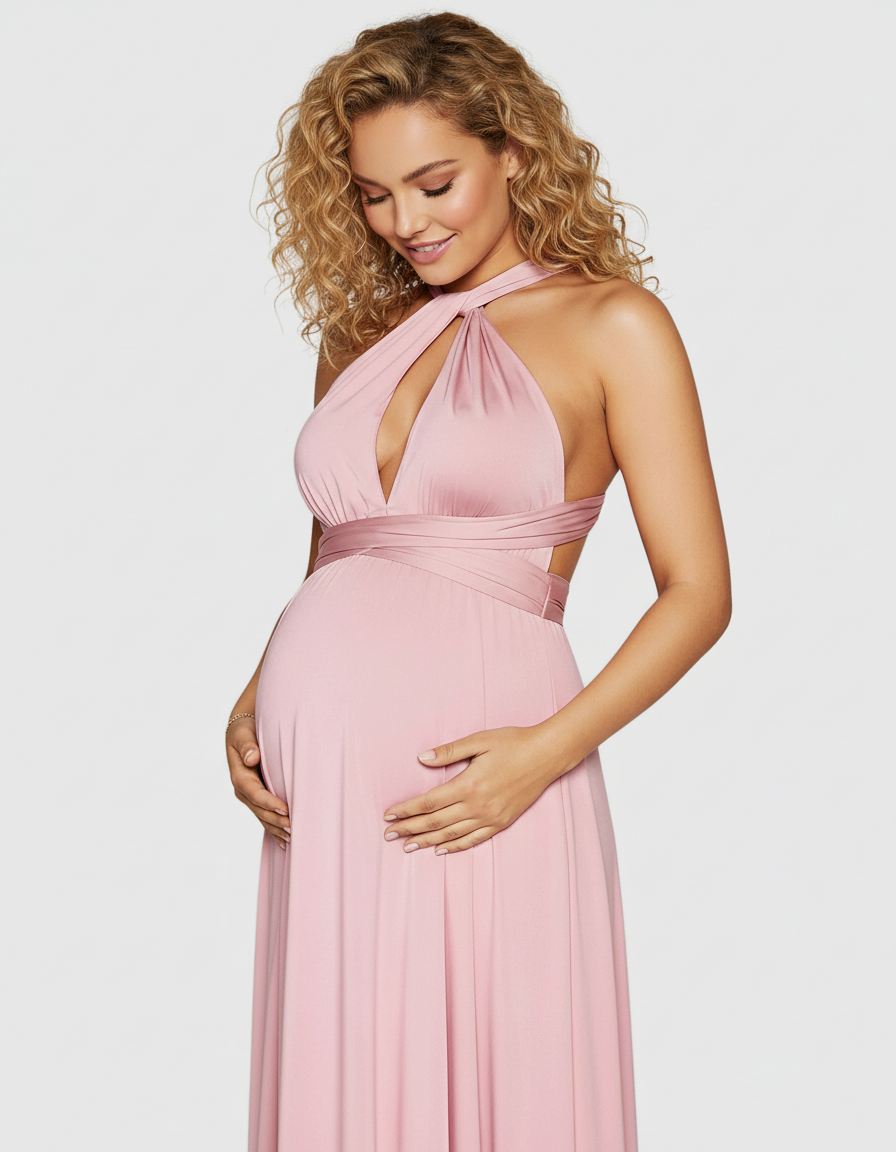 Bump Society – The Comfort Collection: Tie-Waist Flowy Maternity Maxi Dress-Bump Society