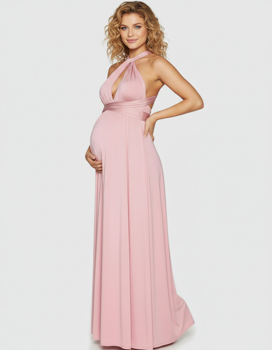 Bump Society – The Comfort Collection: Tie-Waist Flowy Maternity Maxi Dress-Bump Society