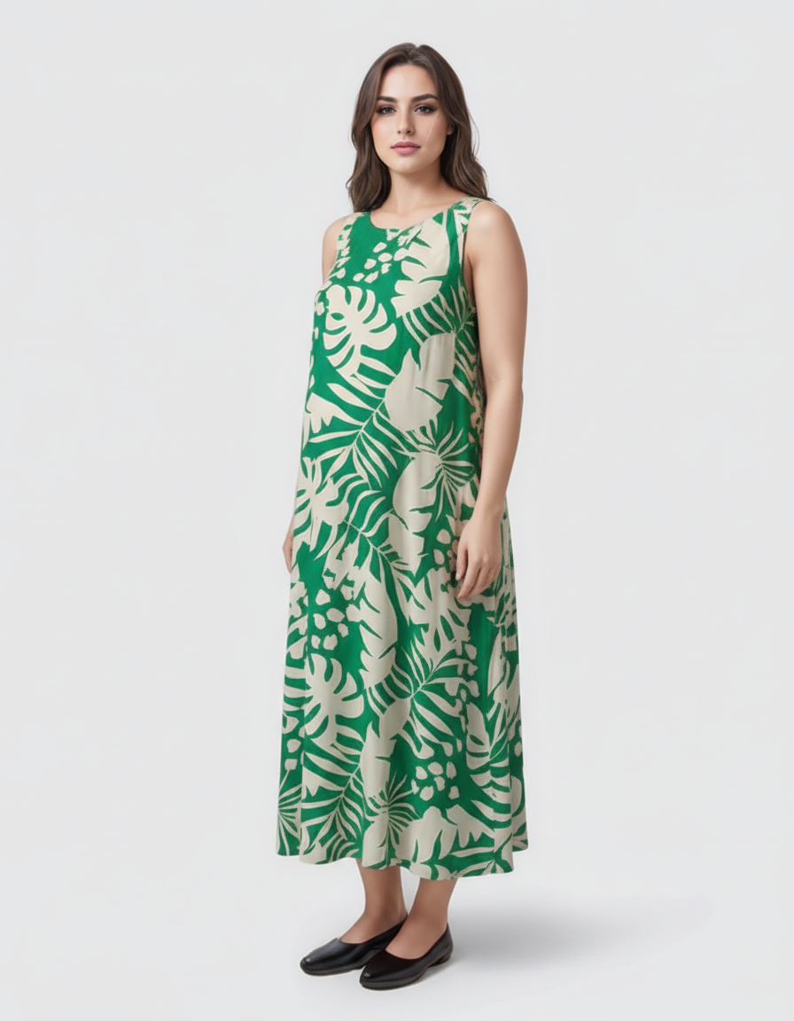 Bump Society – The Comfort Collection: Tropical-Print Sleeveless Maternity Dress-Bump Society