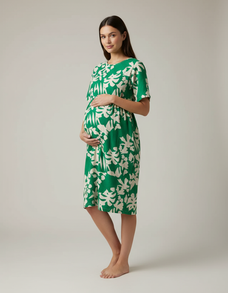 Bump Society – The Comfort Collection: Tropical-Print Sleeveless Maternity Dress-Bump Society