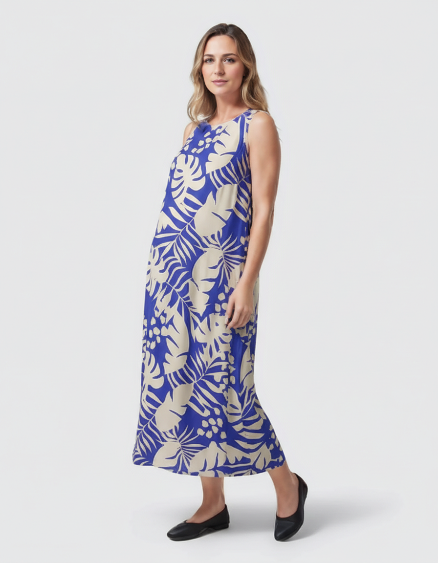 Bump Society – The Comfort Collection: Tropical-Print Sleeveless Maternity Dress-Bump Society