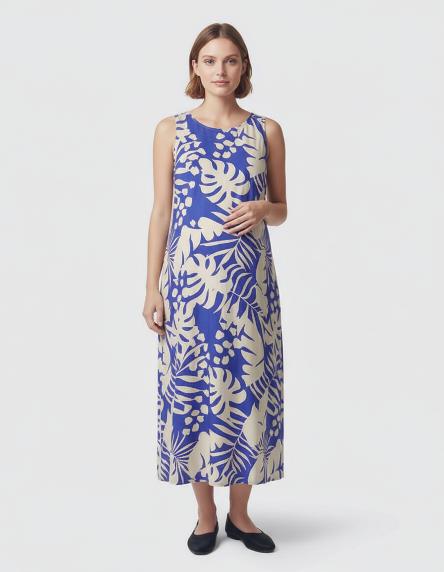 Bump Society – The Comfort Collection: Tropical-Print Sleeveless Maternity Dress-Bump Society