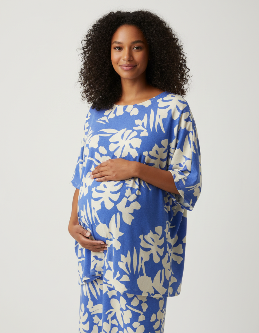 Bump Society – The Comfort Collection: Tropical-Print Sleeveless Maternity Dress-Bump Society
