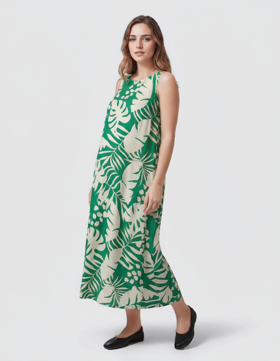 Bump Society – The Comfort Collection: Tropical-Print Sleeveless Maternity Dress-Bump Society