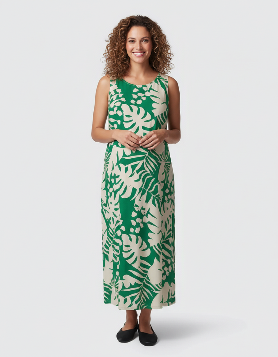 Bump Society – The Comfort Collection: Tropical-Print Sleeveless Maternity Dress-Bump Society