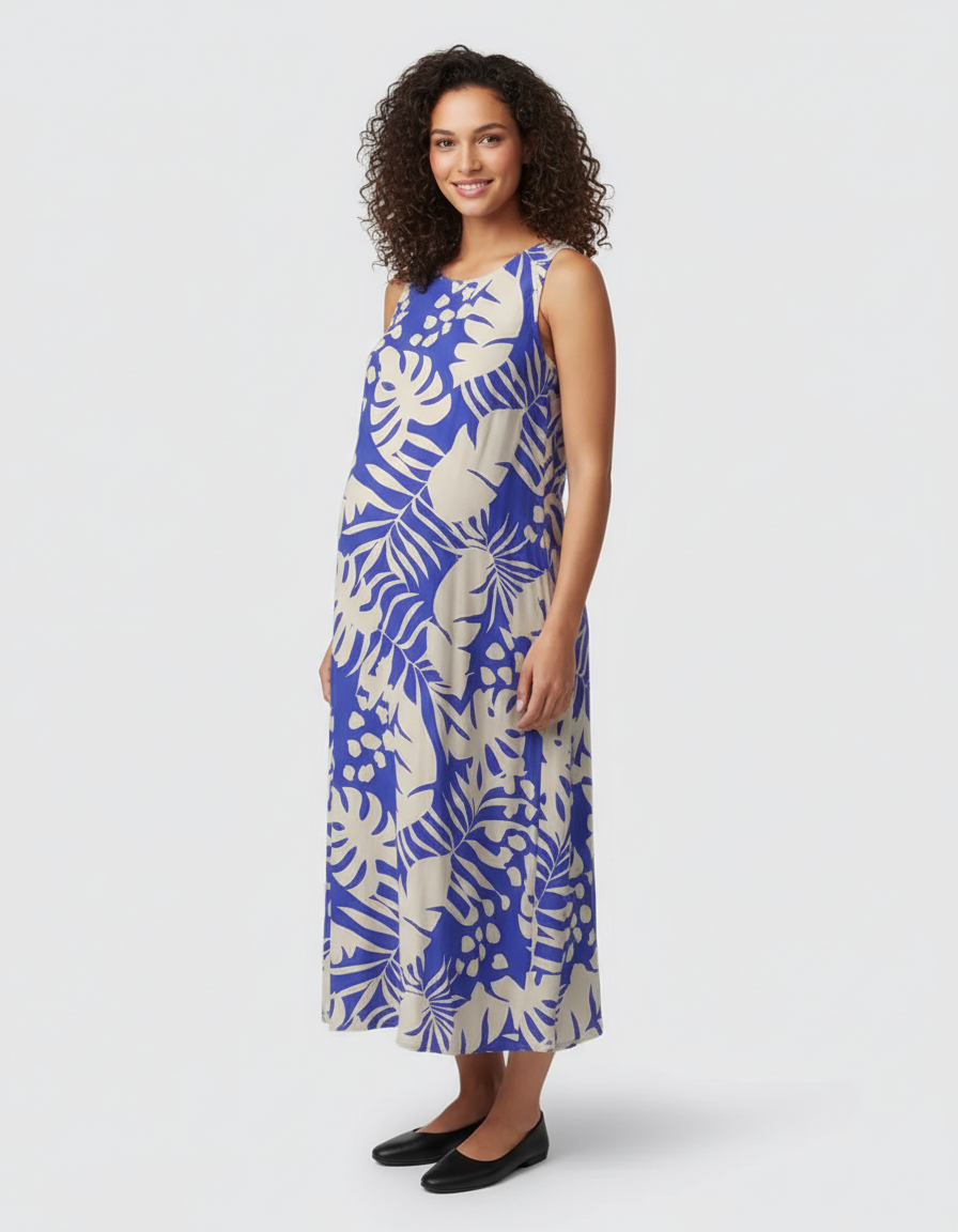 Bump Society – The Comfort Collection: Tropical-Print Sleeveless Maternity Dress-Bump Society