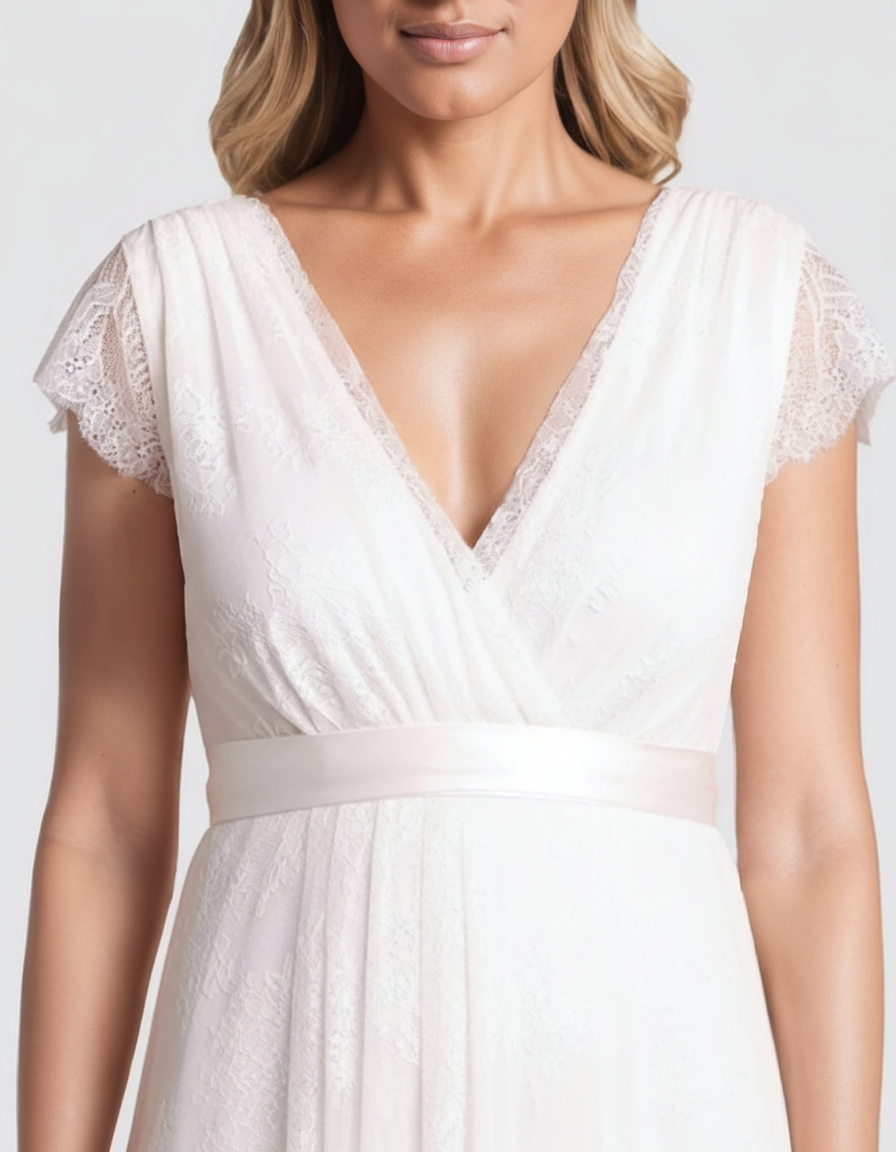 Bump Society – The Comfort Collection: V-Neck Lace Overlay Maternity Maxi Dress-Bump Society