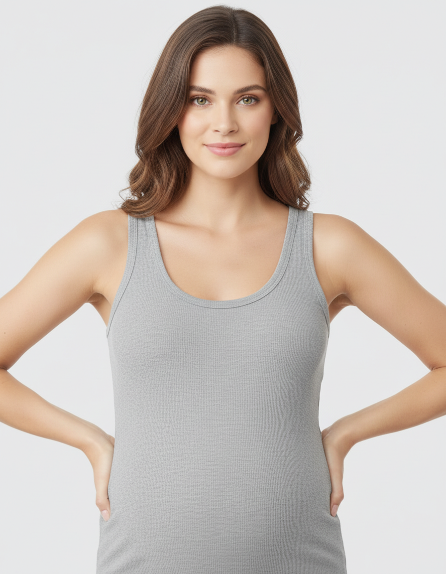 Bump Society – The Nursing Collection: Scoop Neck Slim Fit Maternity & Nursing Tank Top-Bump Society
