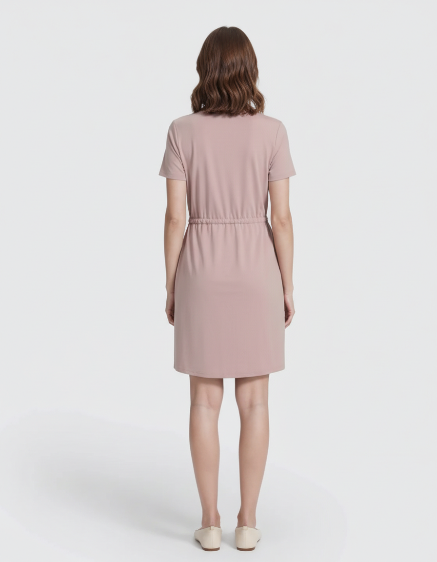 Bump Society – The Nursing Collection: Short-Sleeve Front Zip Maternity & Nursing Dress-Bump Society
