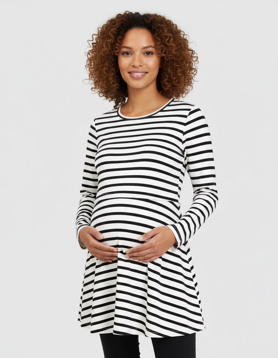 Bump Society – The Nursing Collection: Soft-Stretch Cotton Casual Fit Nursing & Maternity Top-Bump Society