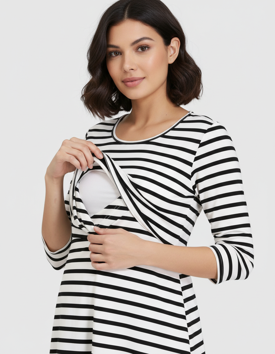 Bump Society – The Nursing Collection: Soft-Stretch Cotton Casual Fit Nursing & Maternity Top-Bump Society